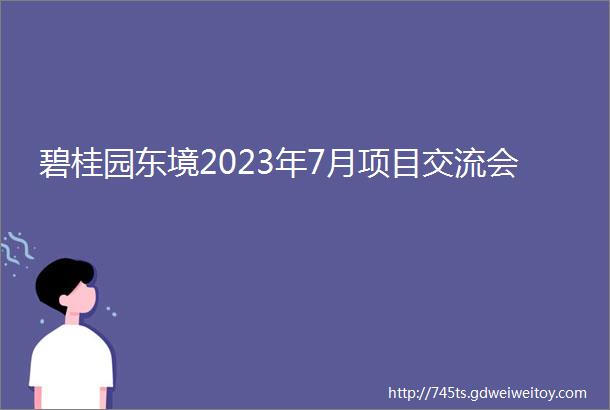碧桂园东境2023年7月项目交流会